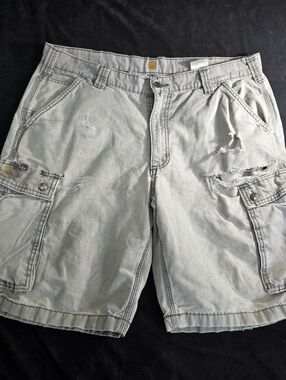 Vintage Carhartt Relaxed Fit Cargo Shorts Distressed Gray 36W